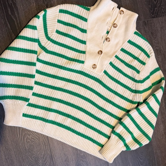 Sezane Green and White Striped Sweater - Picture 3 of 12